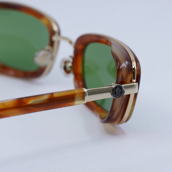🕶️ New Moncler ML0127 53N Sunglasses - Blonde Havana Frame, Green Lenses - Picture 5 of 9